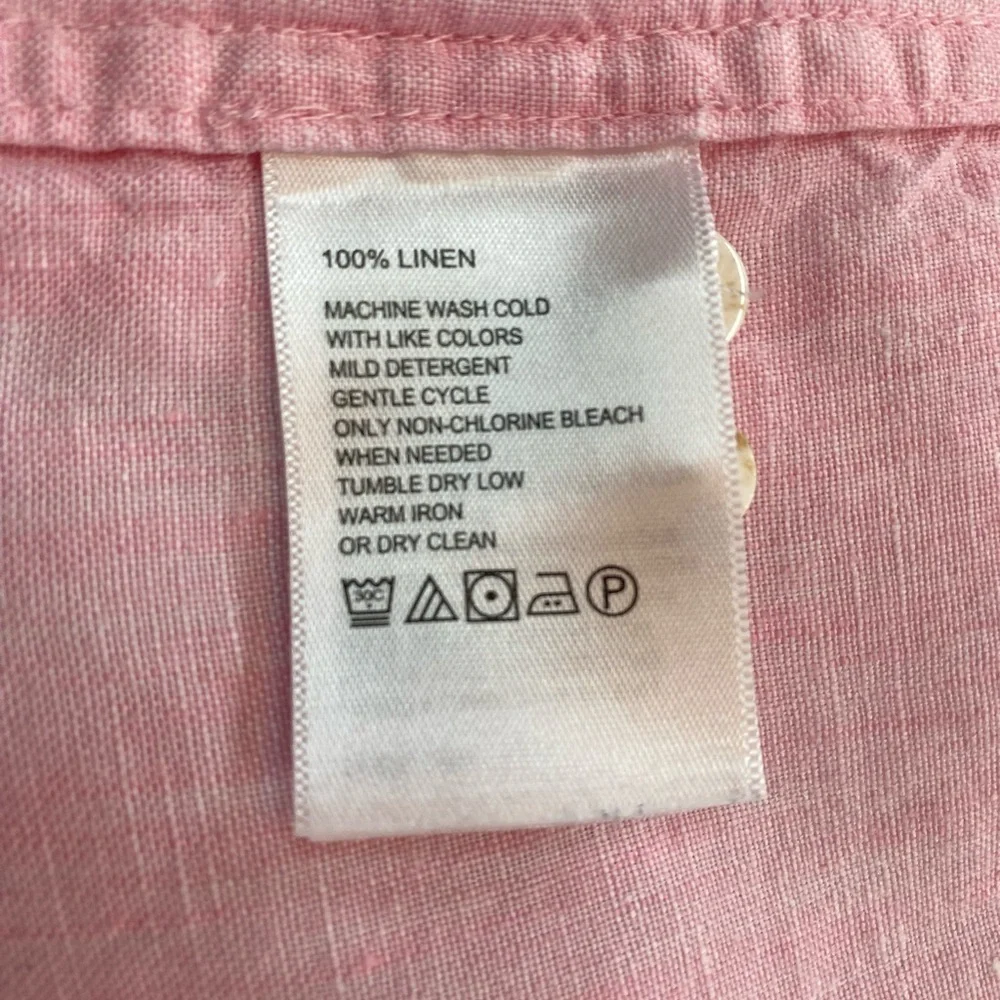 Tommy Bahama 100% Linen Pink Button-Up Shirt Blouse Long Sleeve Sz S/P - Picture 15 of 16